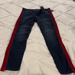 Kut from the Kloth Dark Wash Jeans with Red Velvet Stripe